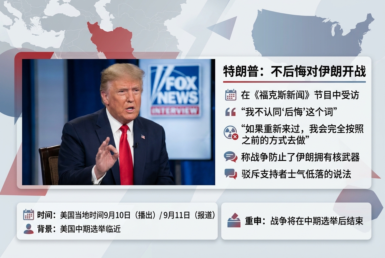特朗普称不后悔对伊朗开战