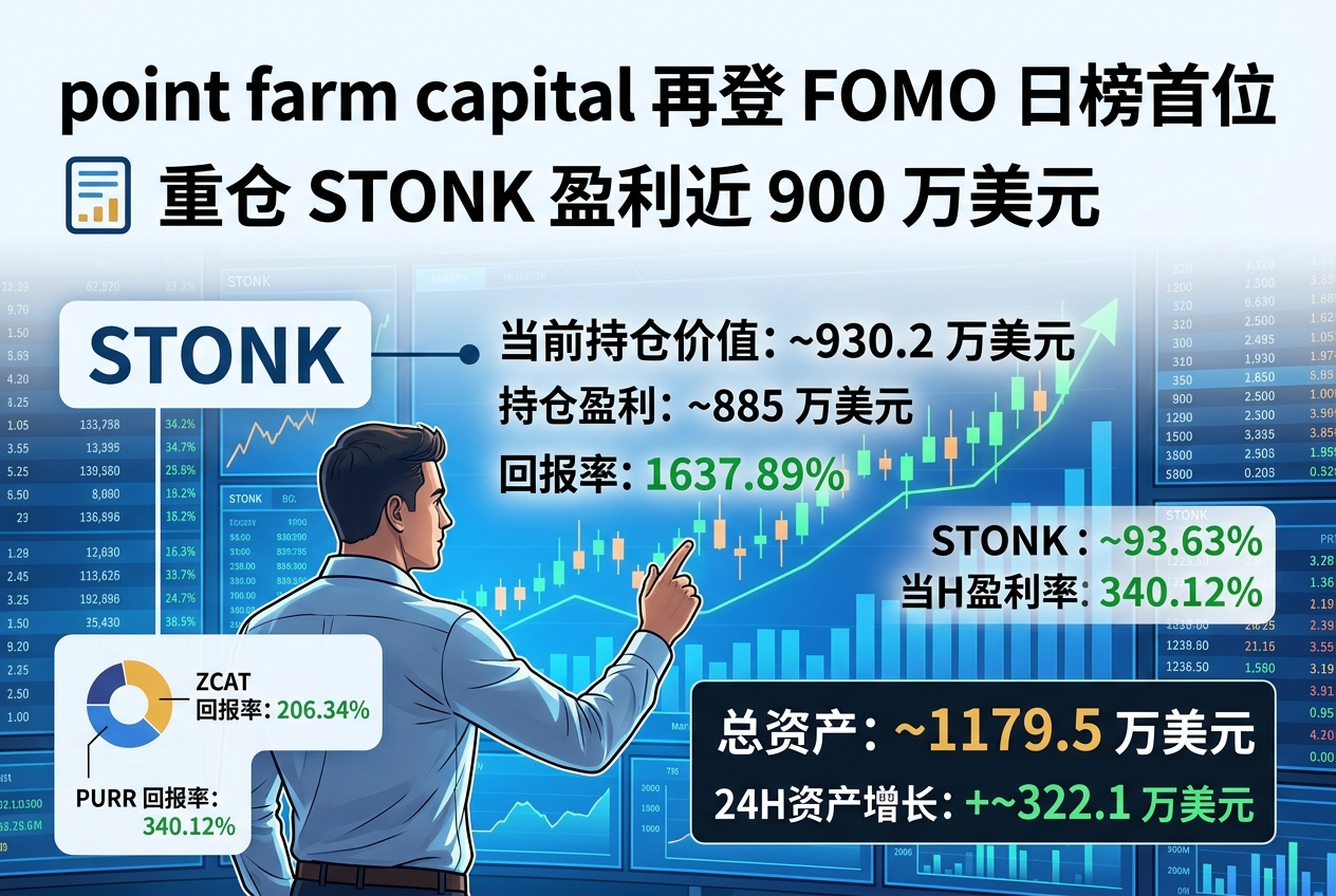重仓 STONK 盈利近 900 万美元,point farm capital 再登 FOMO 日榜首位