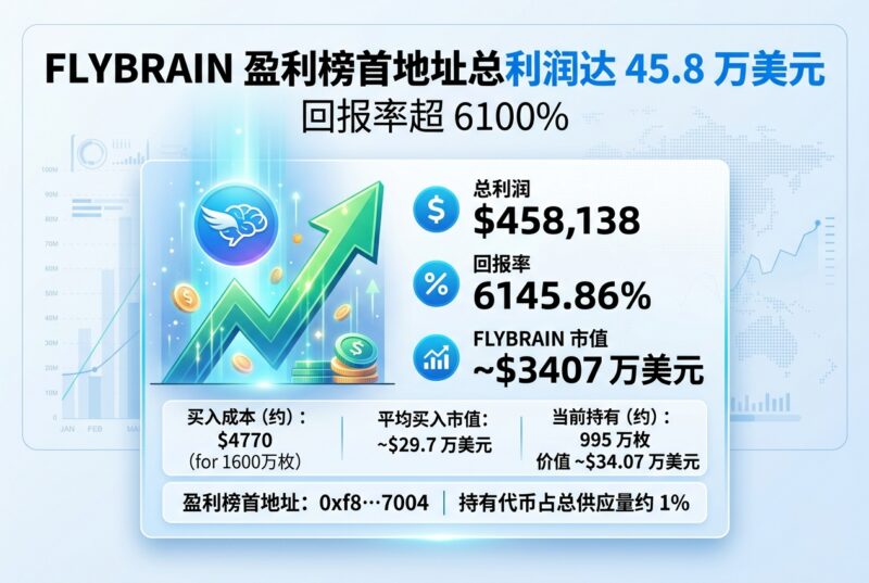 FLYBRAIN 盈利榜首地址总利润达 45.8 万美元,回报率超 6100%-指挥使社区 - 真实线索、热点议题与深度观察