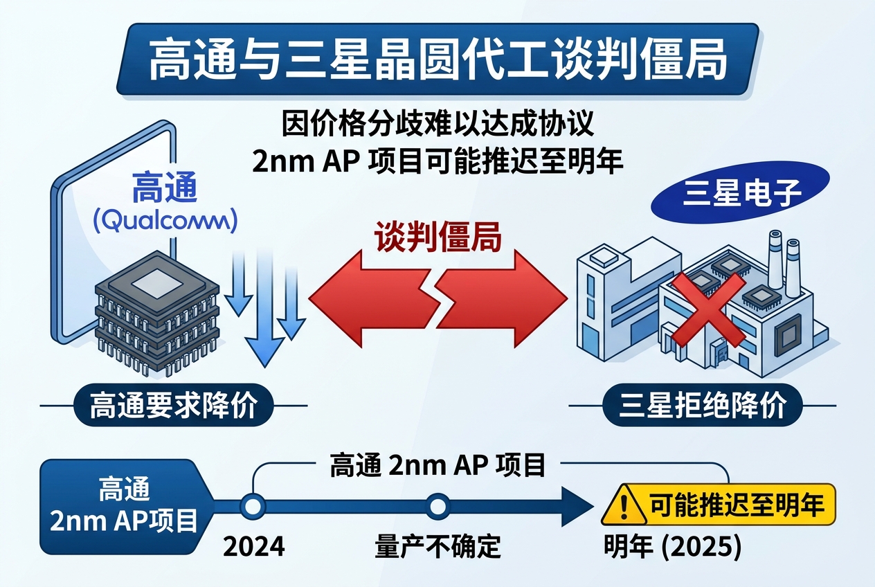 消息称高通与三星电子的晶圆代工谈判因价格分歧陷入僵局