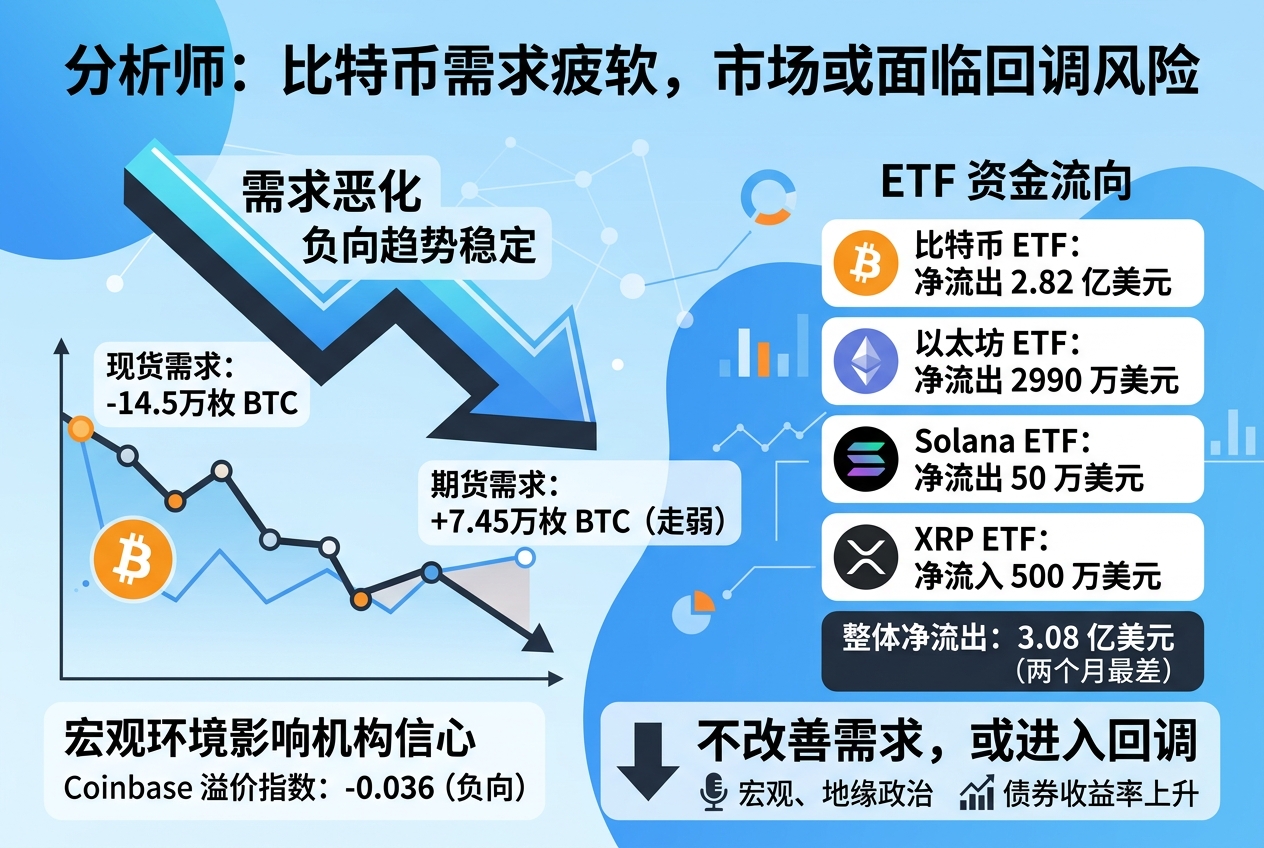 分析师:比特币当前需求疲软,若未改善或进入回调阶段
