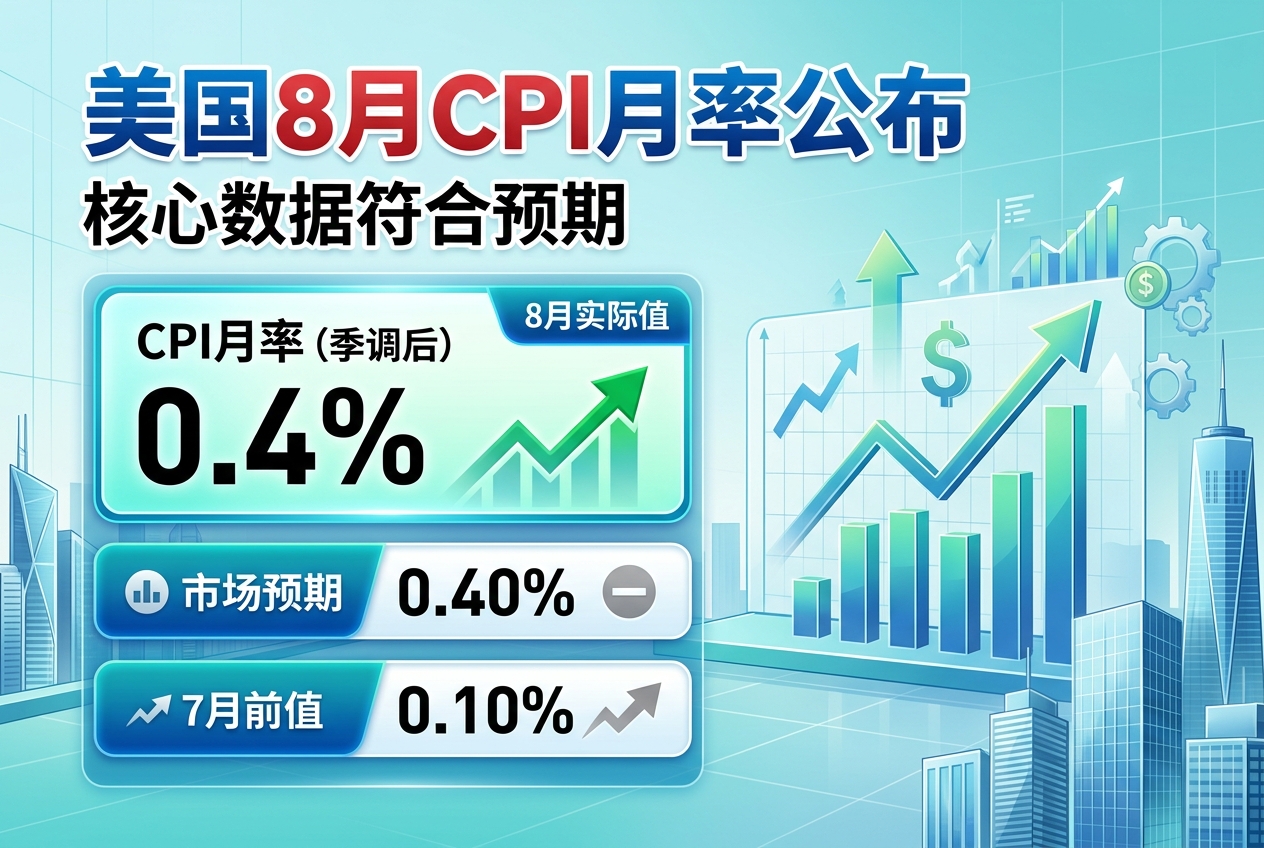 美国8月季调后CPI月率为0.4%