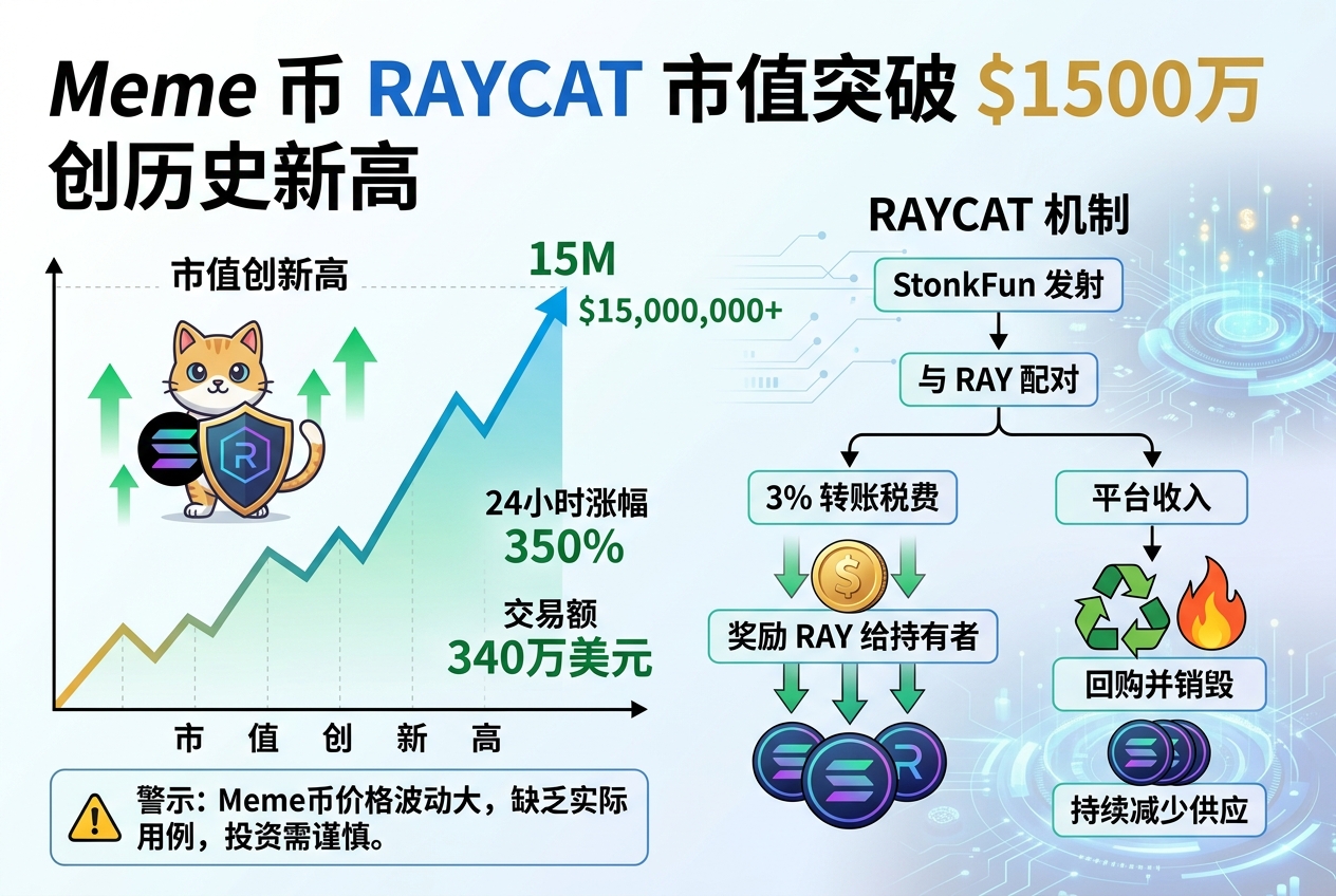 Meme 币 RAYCAT 市值突破 1500 万美元,创历史新高