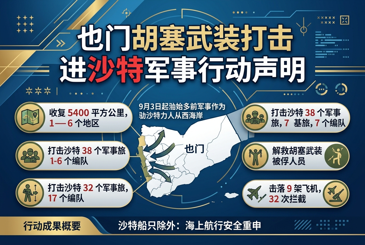 也门胡塞武装发表关于打击沙特的军事行动声明