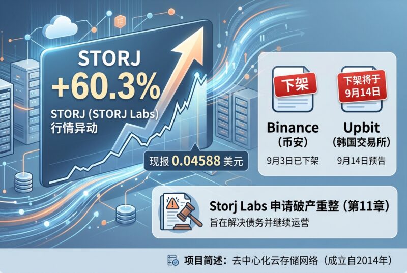 STORJ 近 24 小时大涨 60.3%,Binance、Upbit 均对其下架-指挥使社区 - 真实线索、热点议题与深度观察