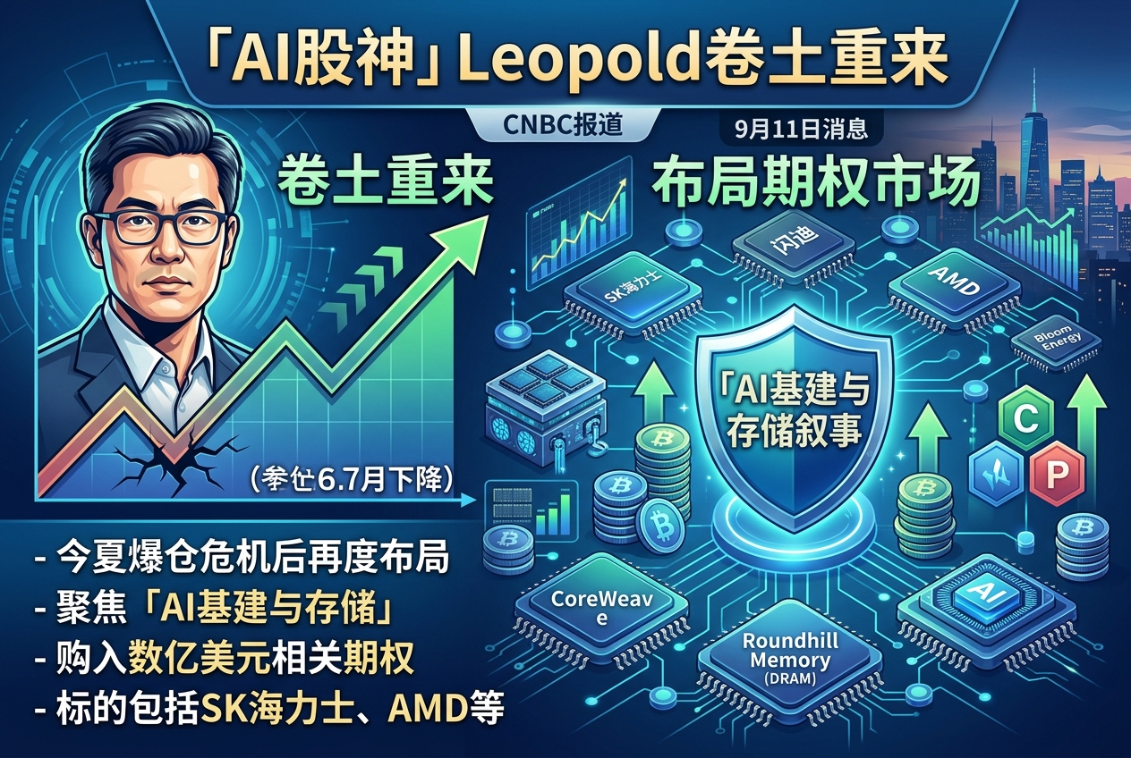 「AI股神」Leopold卷土重来布局期权市场，仓位仍围绕AI基建与存储叙事