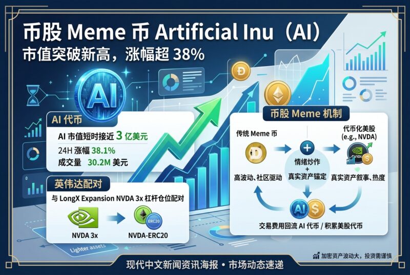 Artificial Inu（AI）市值短时接近 3 亿美元，24 小时涨幅达 38.1%-指挥使社区 - 真实线索、热点议题与深度观察