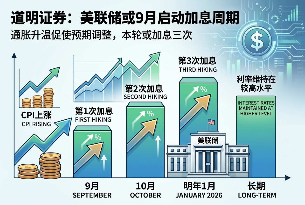 道明证券:预计美联储将在9月启动加息周期,本轮或加息三次
