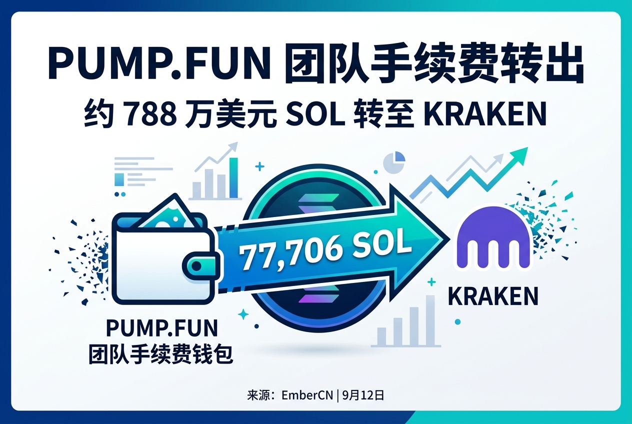 Pump.fun 团队手续费钱包转出 77,706 枚 SOL,价值约 788 万美元
