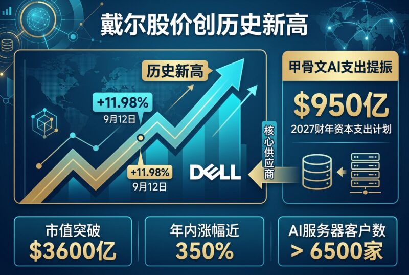 戴尔单日暴涨近12%创历史新高,甲骨文950亿美元AI支出点名其为核心供应商-指挥使社区 - 真实线索、热点议题与深度观察