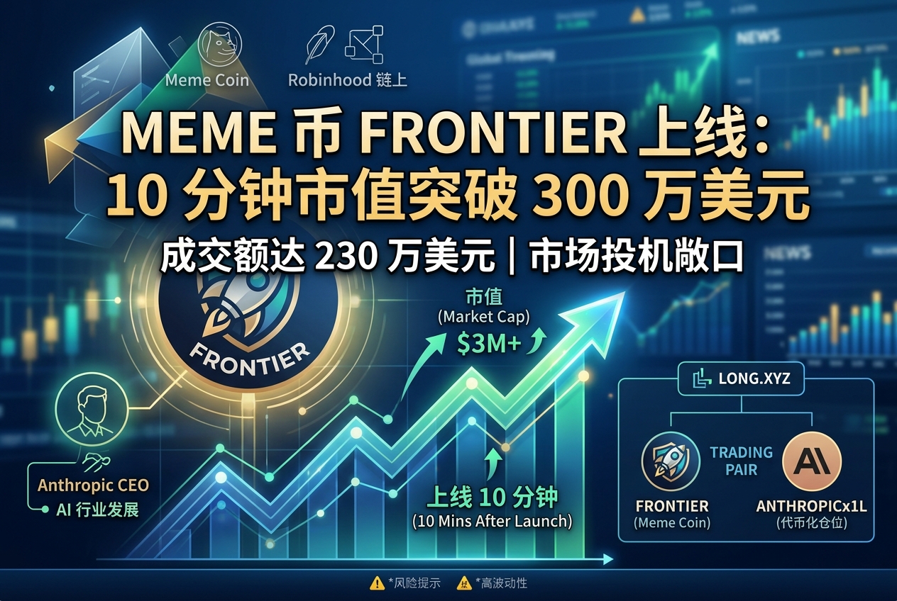 meme 币 FRONTIER 上线 10 分钟市值突破 300 万美元