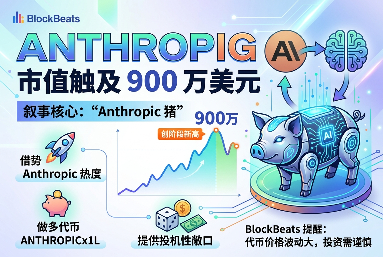 meme 币 ANTHROPIG 短时触及 900 万美元,创阶段新高