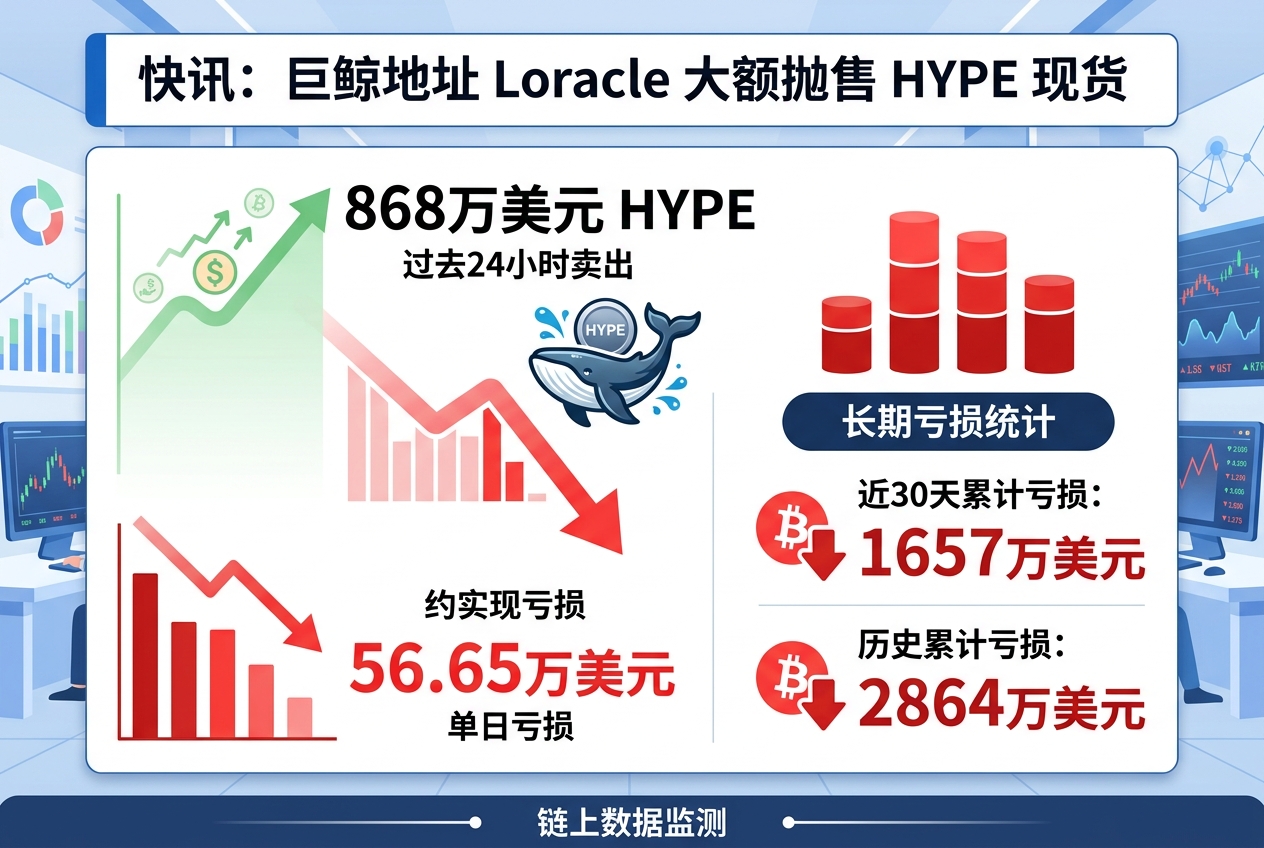 Loracle 过去 24 小时卖出 868 万美元 HYPE,亏损约 56.65 万美元