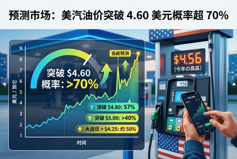 预测市场押注美国汽油价格再创新高,突破 4.60 美元的概率超 70%-指挥使社区 - 真实线索、热点议题与深度观察
