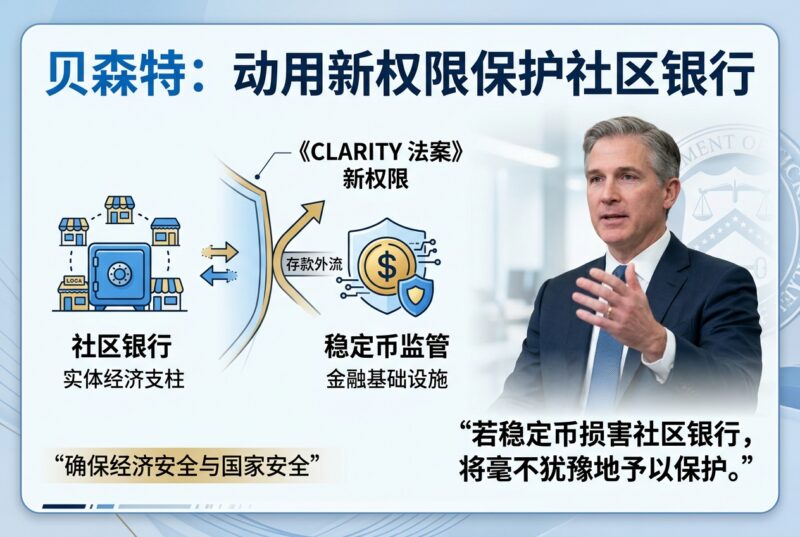 贝森特:若稳定币损害社区银行,将动用新权限予以保护-指挥使社区 - 真实线索、热点议题与深度观察