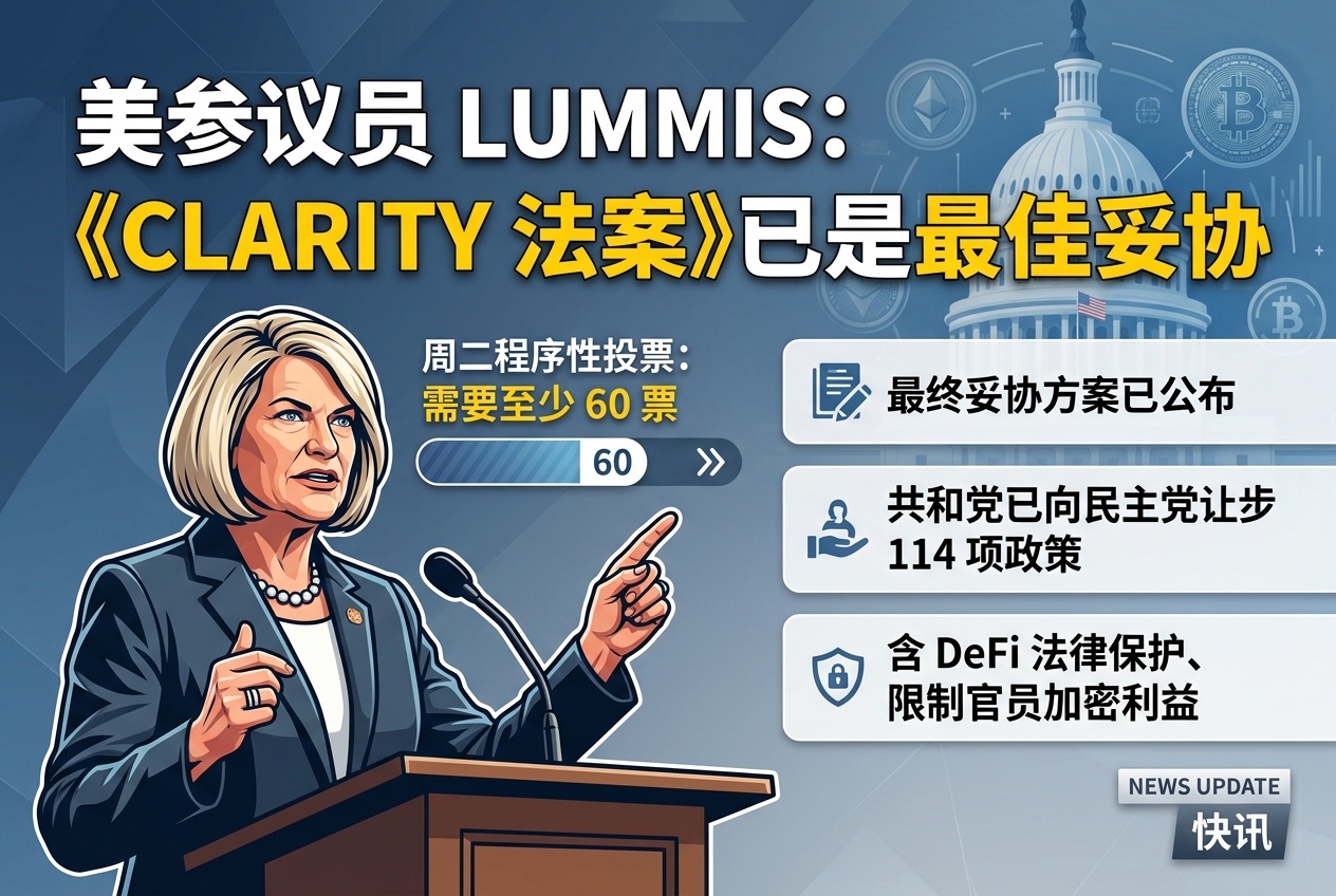 美参议员 Lummis:当前《CLARITY 法案》已是最佳妥协版本,但民主党仍要求进一步修改