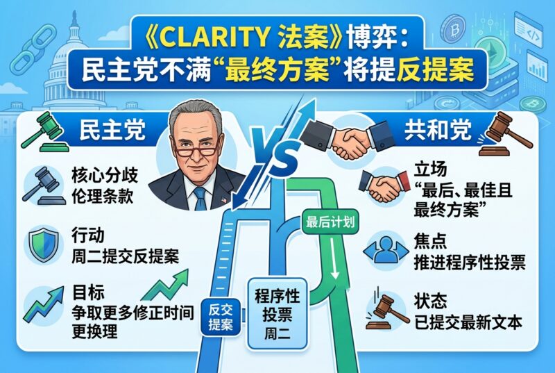 美民主党不满《CLARITY 法案》“最终方案”,将提出反提案-指挥使社区 - 真实线索、热点议题与深度观察