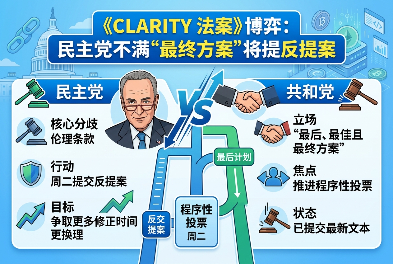 美民主党不满《CLARITY 法案》“最终方案”,将提出反提案