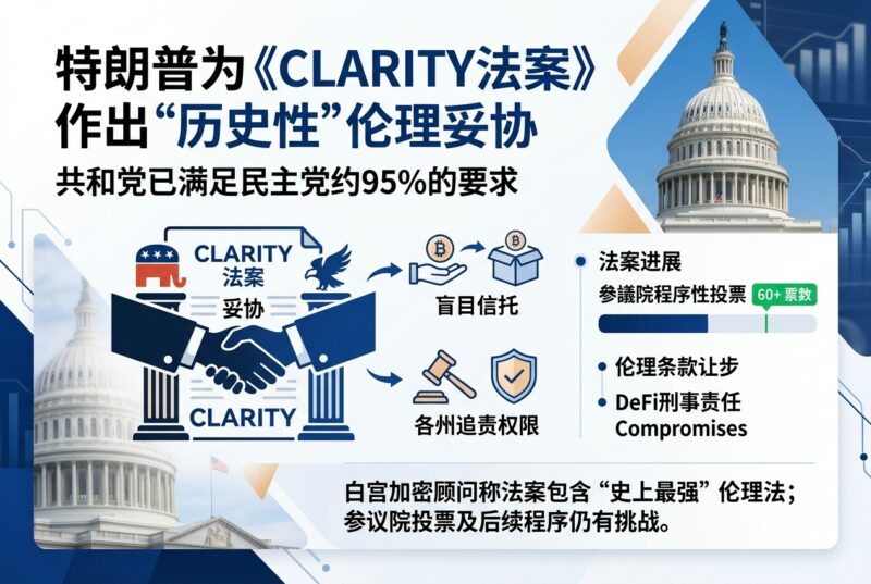 白宫加密顾问:特朗普为《CLARITY 法案》作出“历史性”伦理妥协,共和党已满足民主党约 95% 的要求-指挥使社区 - 真实线索、热点议题与深度观察