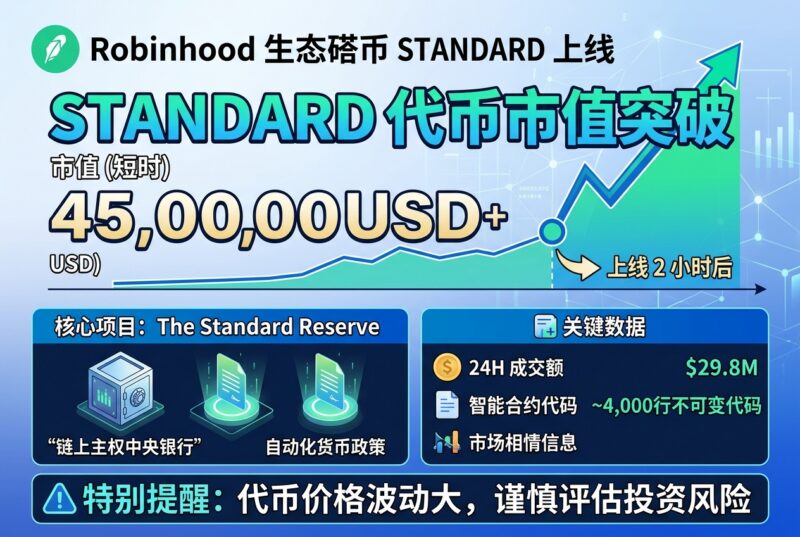 Robinhood 链生态代币 STANDARD 市值短时突破 4500 万美元-指挥使社区 - 真实线索、热点议题与深度观察