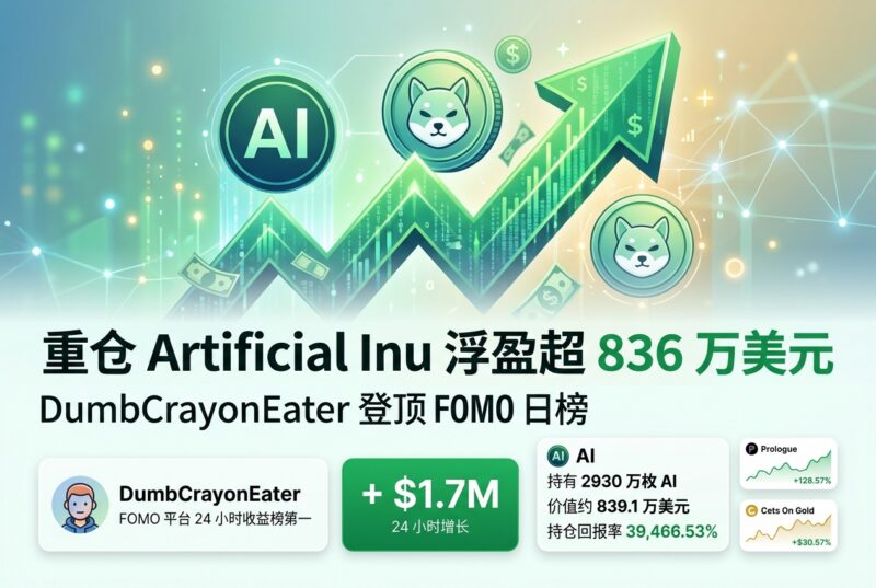 重仓 Artificial Inu 浮盈超 836 万美元,DumbCrayonEater 登顶 FOMO 日榜-指挥使社区 - 真实线索、热点议题与深度观察