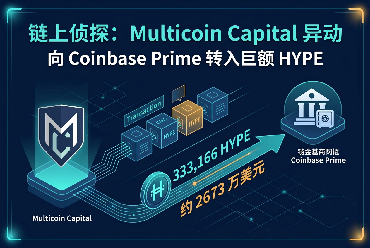 链上侦探｜Multicoin Capital 向 Coinbase Prime 转入约 2673 万美元 HYPE
