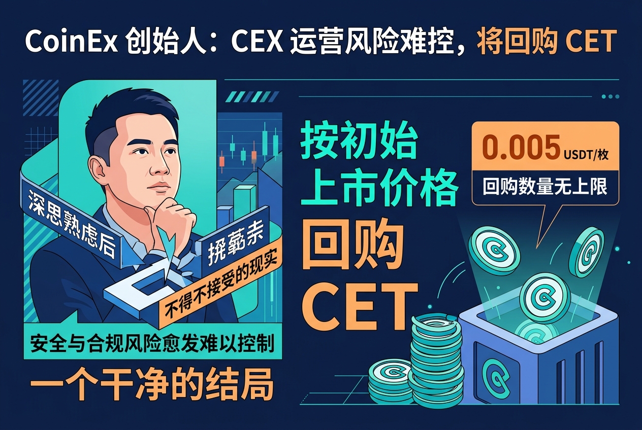 CoinEx 创始人:运营 CEX 的安全与合规风险愈发难以控制,将按初始上市价格回购 CET