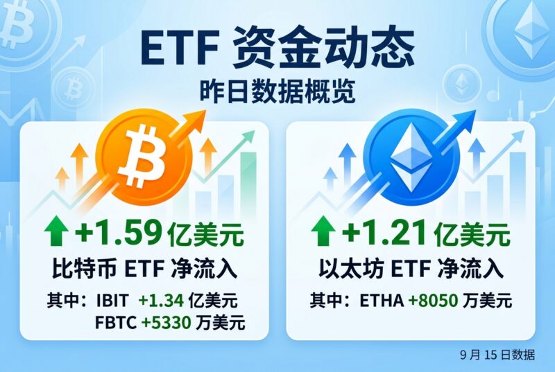 昨日比特币 ETF 净流入 1.59 亿美元,以太坊 ETF 净流入 1.21 亿美元-指挥使社区 - 真实线索、热点议题与深度观察