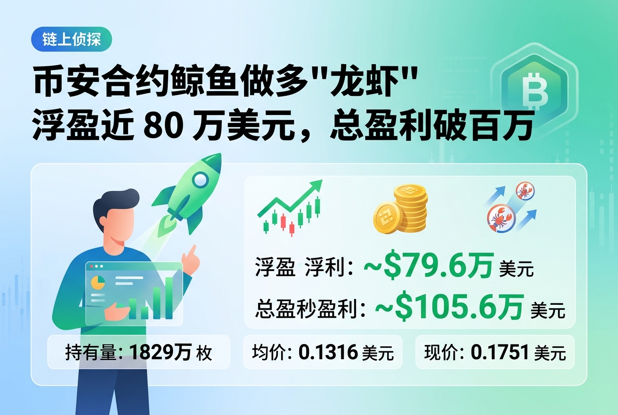 链上侦探|某 Binance 合约鲸鱼做多“龙虾”,浮盈近 80 万美元,总盈利突破 100 万美元