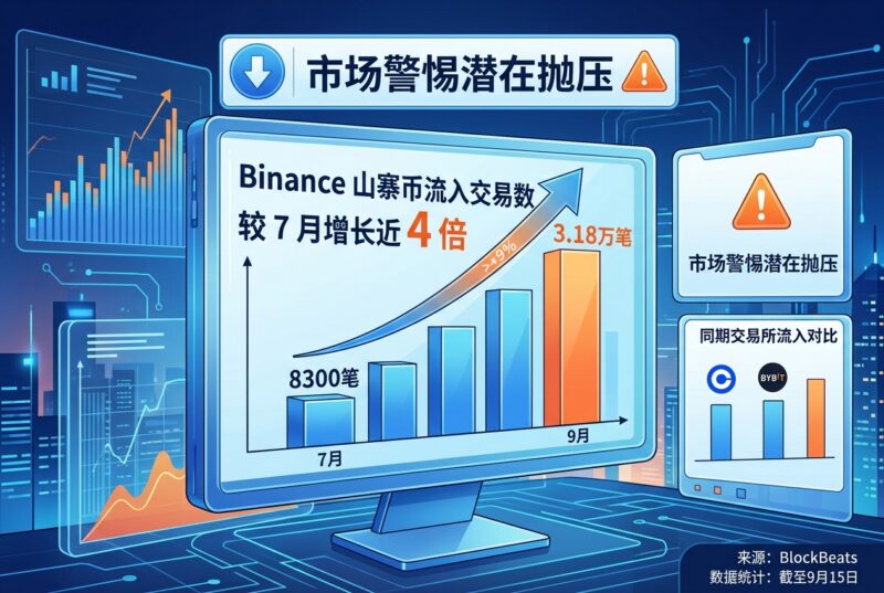 Binance 山寨币流入交易数较 7 月增长近 4 倍,市场警惕潜在抛压-指挥使社区 - 真实线索、热点议题与深度观察