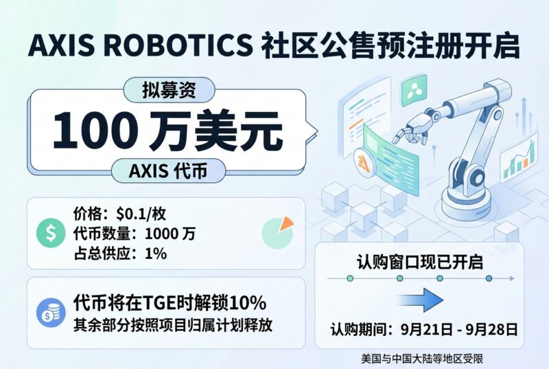 Axis Robotics 开放 AXIS 代币社区公售预注册,拟募资 100 万美元-指挥使社区 - 真实线索、热点议题与深度观察