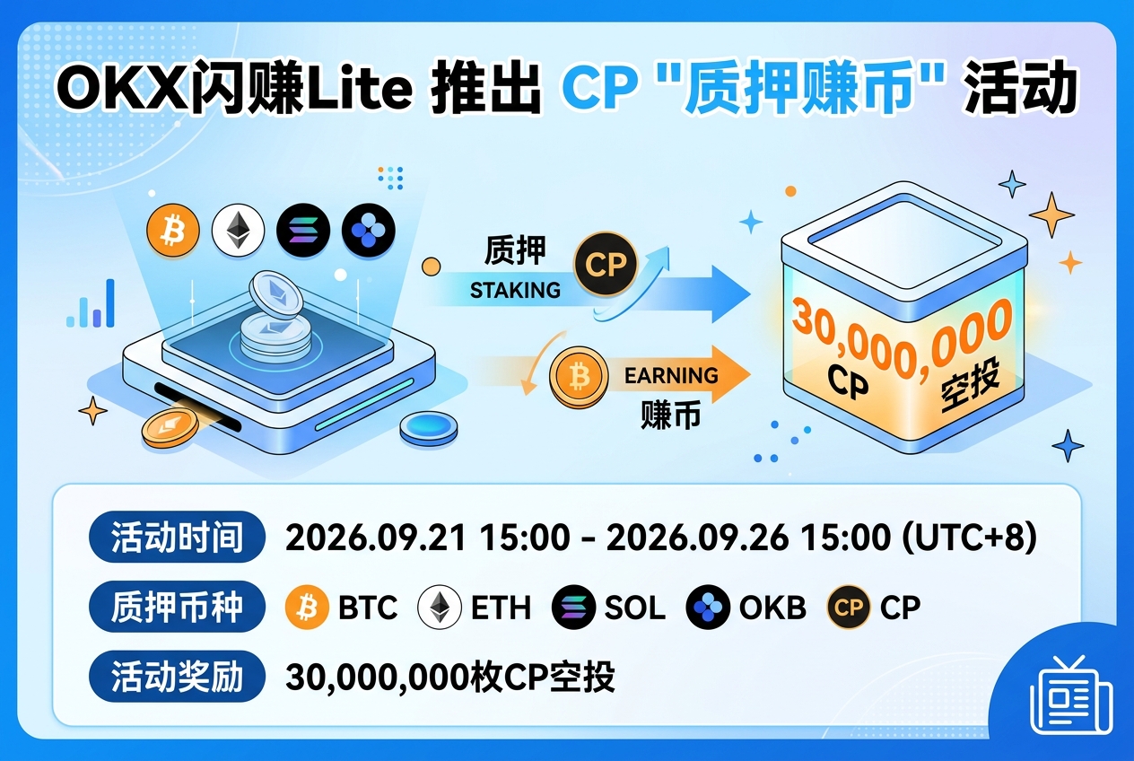 OKX闪赚Lite将于9月21日上线CP“质押赚币”活动