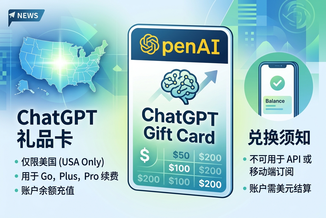 ChatGPT 上线礼品卡,目前仅限美国