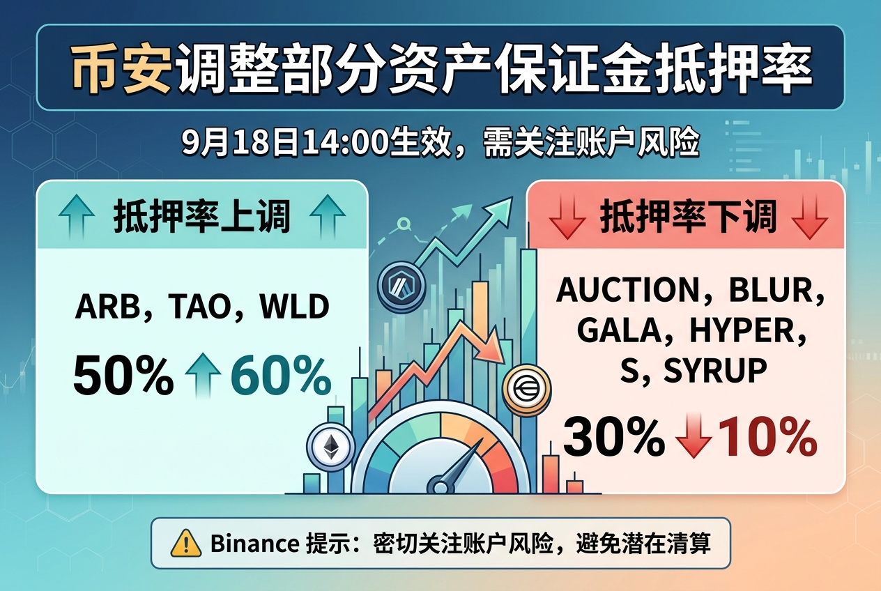 Binance 将调整多种资产保证金率,AUCTION、BLUR 等降至 10%