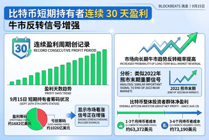 比特币短期持有者连续 30 天盈利,牛市反转信号增强-指挥使社区 - 真实线索、热点议题与深度观察