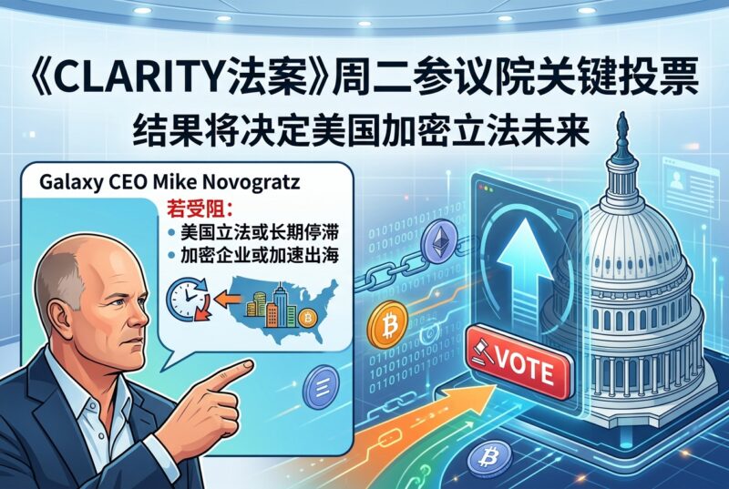 Galaxy CEO:若《CLARITY法案》周二投票受阻,美国加密立法或长期停滞-指挥使社区 - 真实线索、热点议题与深度观察
