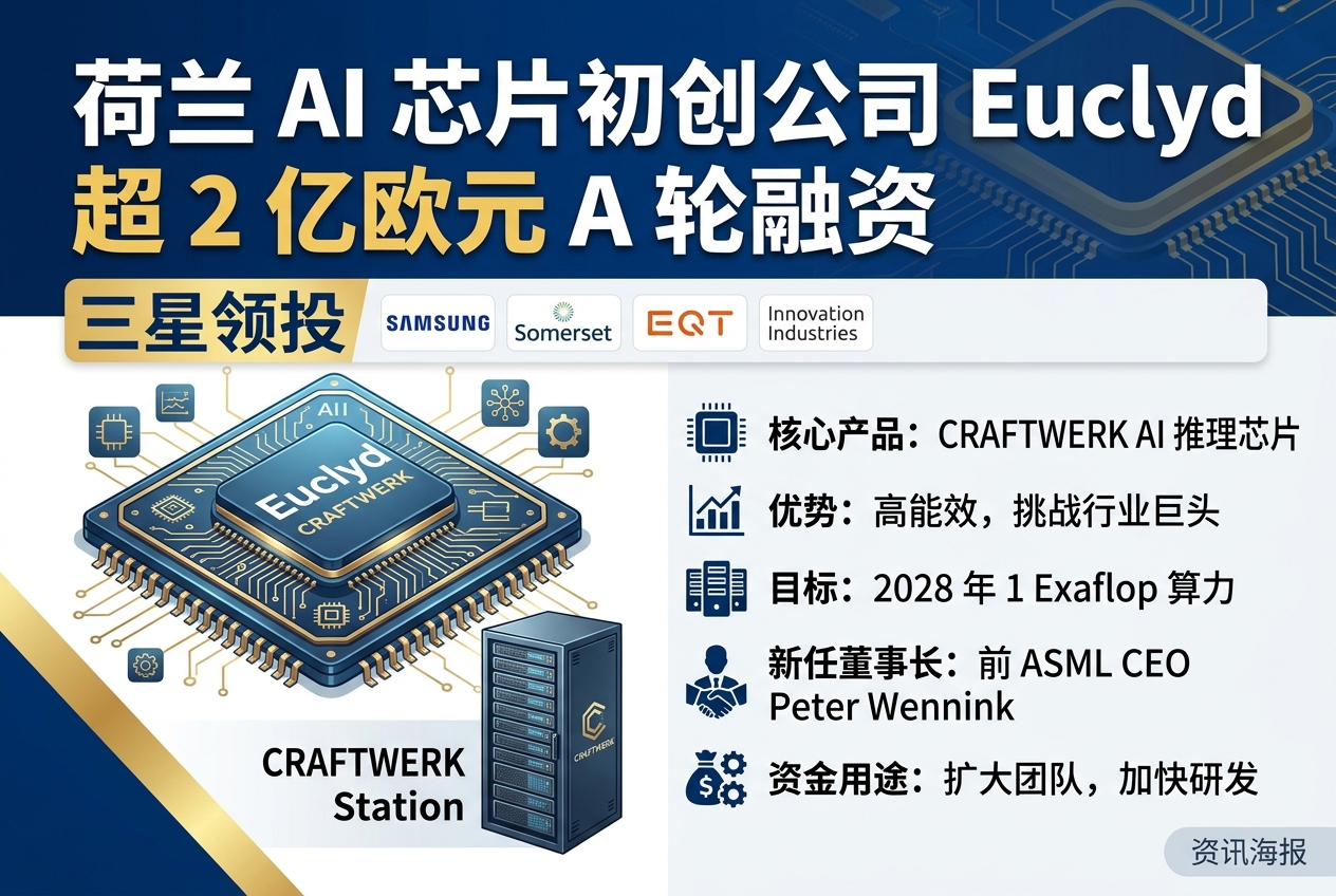 三星等领投荷兰 AI 芯片初创公司 Euclyd 超 2 亿欧元融资