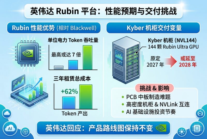 英伟达 Rubin 平台性能预期升温,Kyber 机柜或推迟至 2028 年-指挥使社区 - 真实线索、热点议题与深度观察