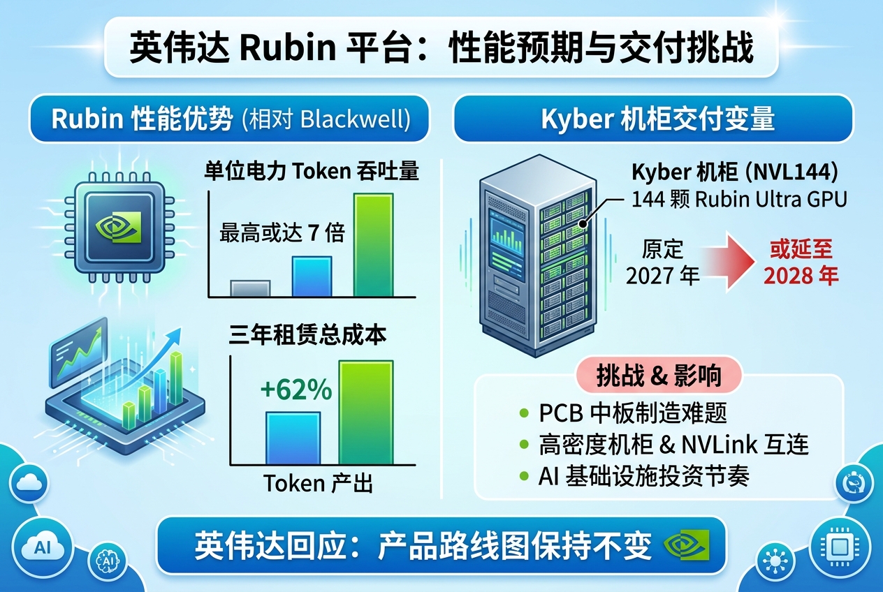 英伟达 Rubin 平台性能预期升温,Kyber 机柜或推迟至 2028 年