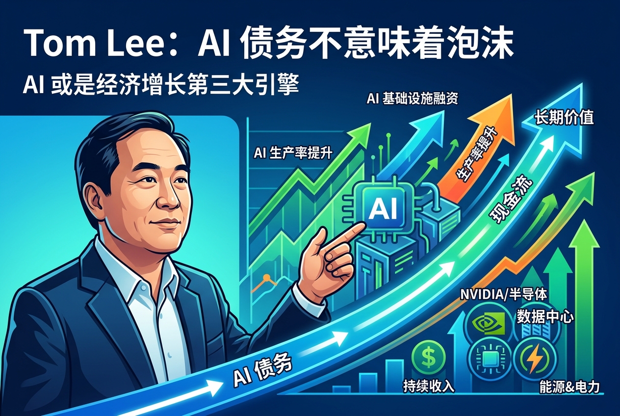 Tom Lee:AI 债务并不意味着泡沫一定会以糟糕的方式收场