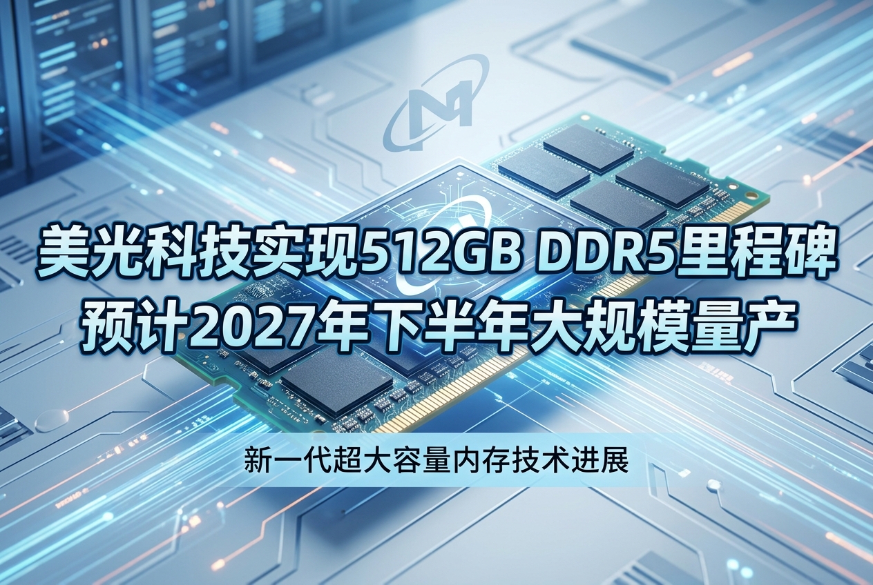 美光科技实现512GB DDR5模块里程碑,预计2027年下半年大规模量产