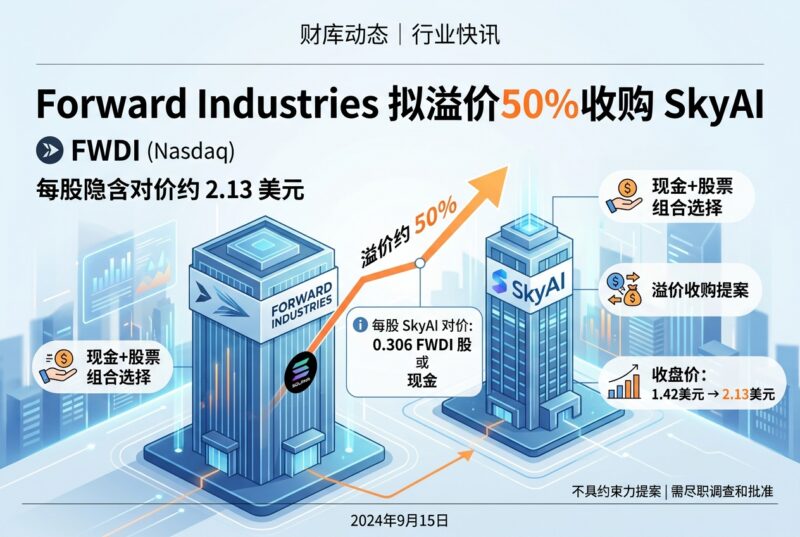 Solana 财库公司 Forward Industries 拟溢价 50% 收购 SkyAI,每股对价约 2.13 美元-指挥使社区 - 真实线索、热点议题与深度观察