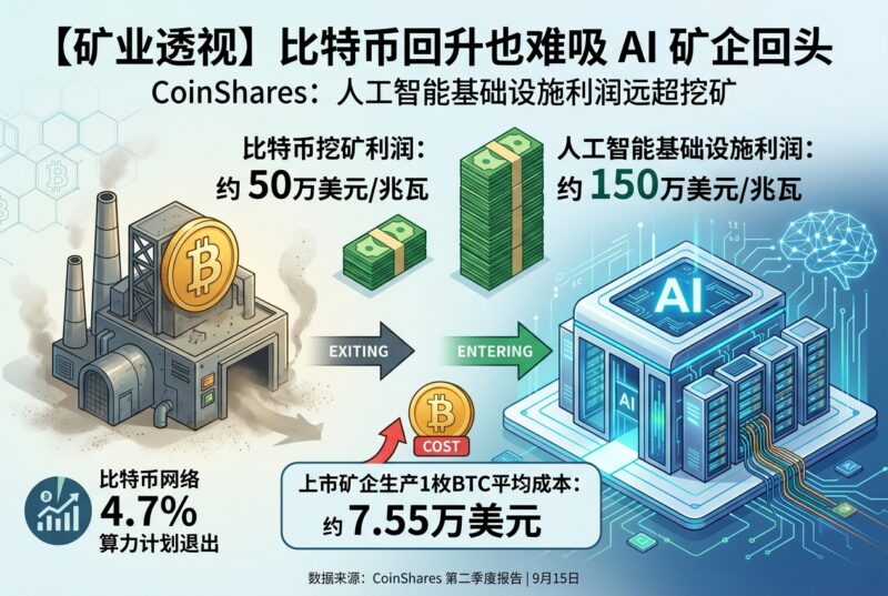 CoinShares:比特币价格回升也难以吸引转向人工智能的矿企回归-指挥使社区 - 真实线索、热点议题与深度观察