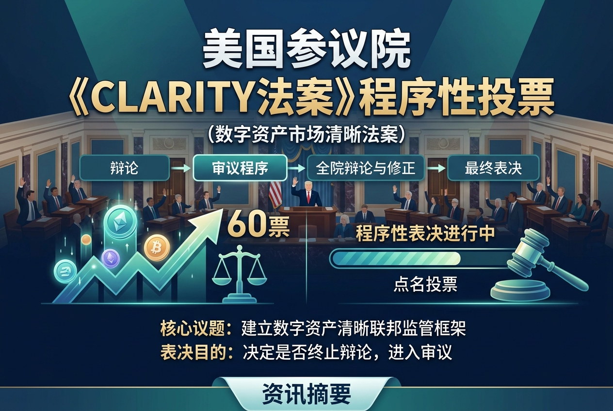 美国参议院就《CLARITY法案》进行程序性投票