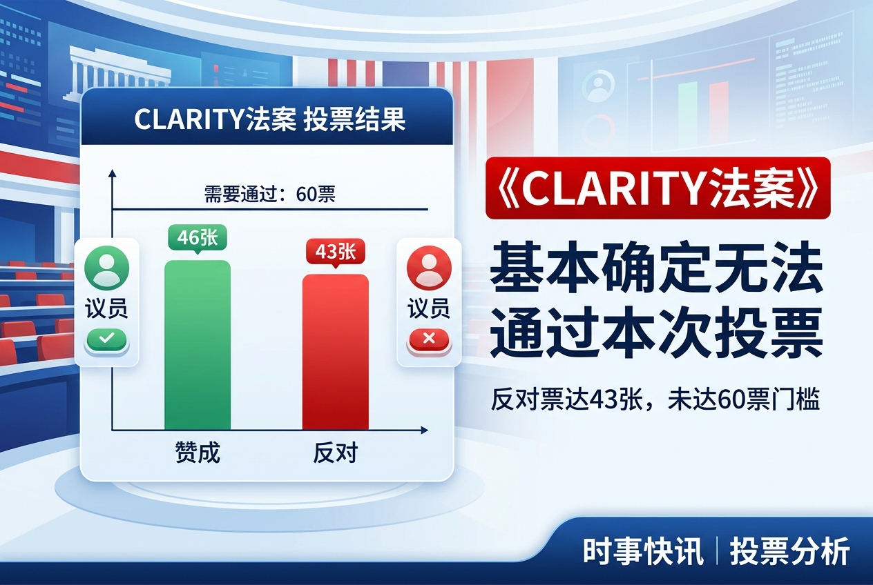 反对票达43张,《CLARITY法案》基本确定无法通过本次投票