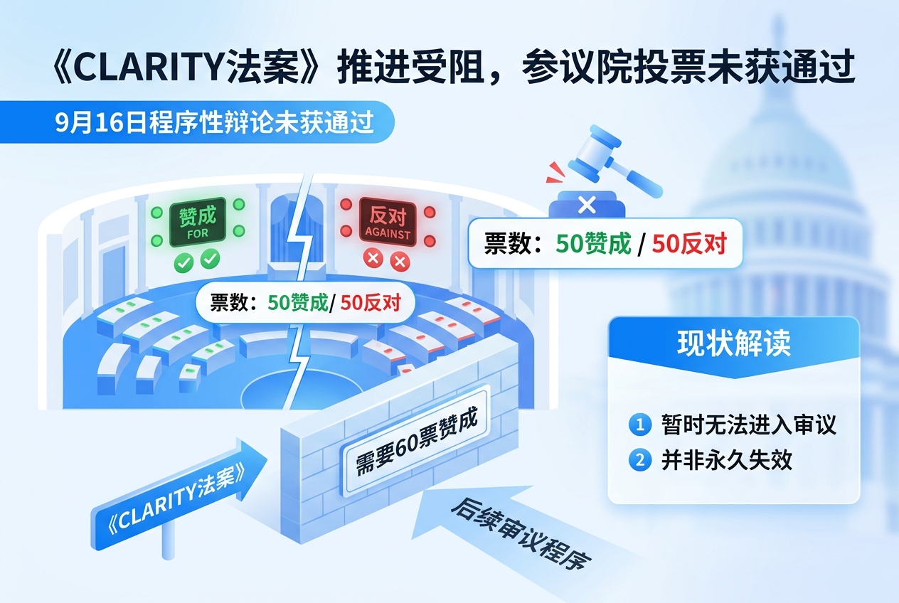 《CLARITY法案》推进受阻,参议院投票未获通过