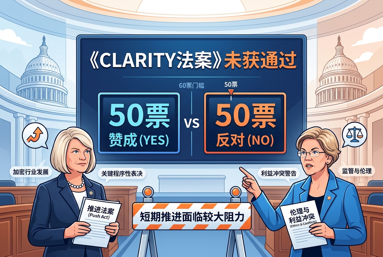 《CLARITY法案》未获通过,短期内推进仍面临较大阻力