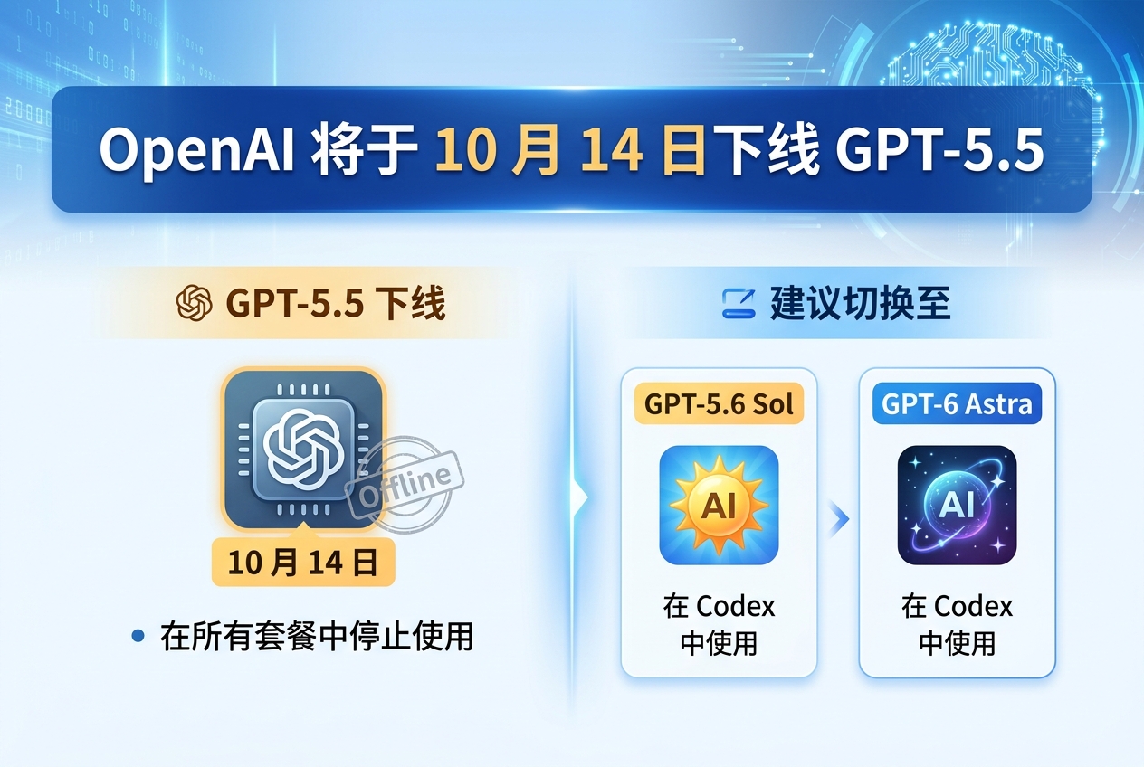 OpenAI 将于 10 月 14 日下线 GPT-5.5
