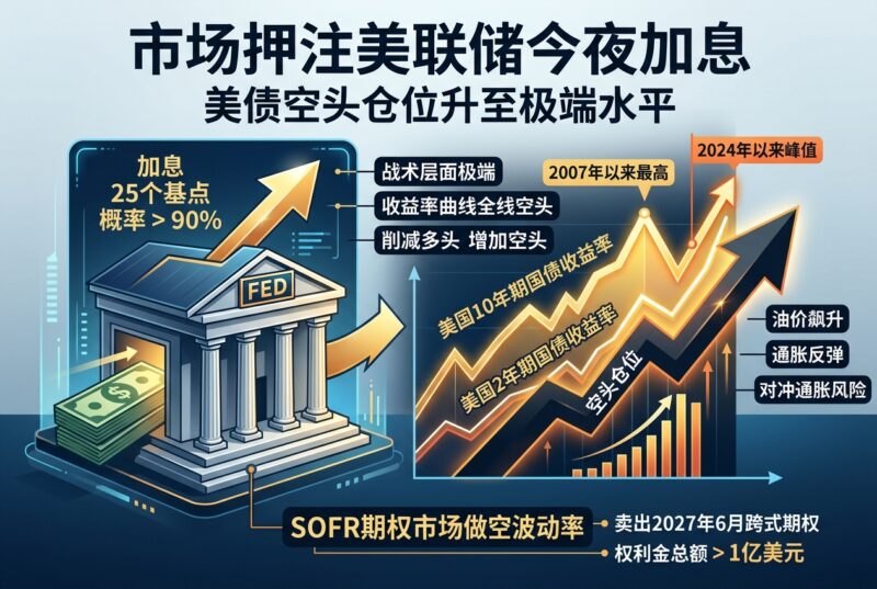 市场押注美联储今夜加息,美债空头仓位升至极端水平-指挥使社区 - 真实线索、热点议题与深度观察