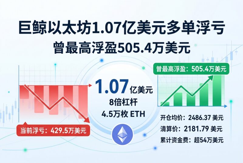 某巨鲸约1.07亿美元以太坊多单浮亏429.5万美元,此前最高浮盈505.4万美元-指挥使社区 - 真实线索、热点议题与深度观察